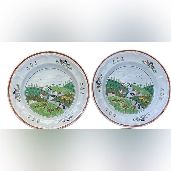 Newcor County Village Japan 7 1/2 In Salad Dessert Plates Set of 2 Stoneware - Picture 10 of 16